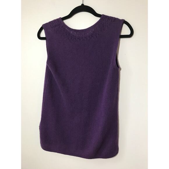 dolores piscotta 100% cashmere plum sleeveless knit top knit collar size small - Picture 2 of 9